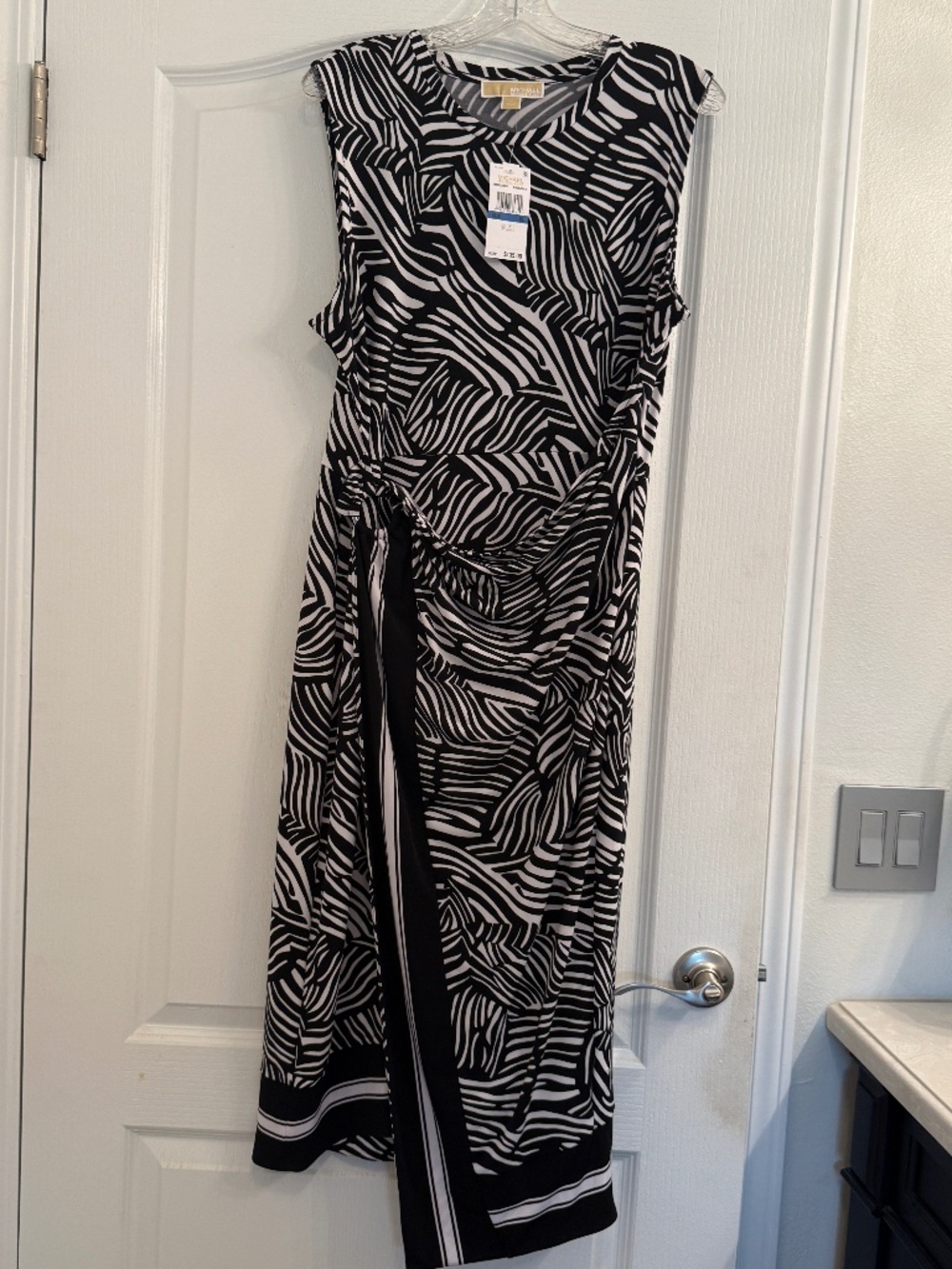 Michael Kors NWT XL Black White faux wrap dress